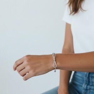 Adjustable Elegant Silver Knot bow Bracelet